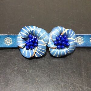 Handcrafted Blue Leather Wristband